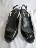 Womens COLE HAAN Leather Pump High Heel Shoe 7.5 BLACK NIKE AIR Strappy