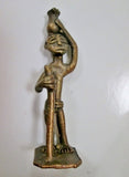 Vintage Bronze Brass Handmade African Figurine Statue MAN VASE Jug Walking Stick Cane