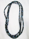 58" GLASS Faceted BEAD CYBERPUNK INDUSTRIAL Iridescent Necklace Strand BLACK