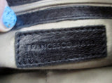 FRANCESCO BIASIA Leather Handbag Shoulder Bag Satchel Hobo Boho BLACK S
