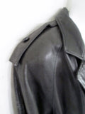 Mens PHILIPPE MONET LEATHER Maxi TRENCH COAT Jacket Parka 46 BLACK Duster Belt
