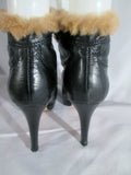 Womens BOUTIQUE 58 NECESSARY Leather Ankle Stiletto BOOTS BLACK 8.5 Booties Fur