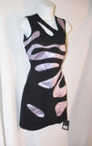 NEW NWT PREEN THORNTON BREGAZZI LAME ZEBRA dress S BLACK Lilac Purple