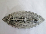 Vtg 1928 SILVER FILIGREE OVAL BROOCH PIN Southwestern Jewelry TURQUOISE