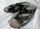 Womens MEPHISTO AIR-RELAX Patent Leather Sandals 36 / 5.5 BUCKLE Clogs Shoes Slip-On