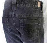 Womens GUESS DAREDEVIL BOOT CUT Denim JEANS PANTS BLACK 29 Embroidered Dungarees
