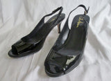 Womens COLE HAAN Leather Pump High Heel Shoe 7.5 BLACK NIKE AIR Strappy