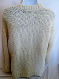 Womens 525 AMERICA Cable Knit Sweater Cotton White Creme Relaxed Oversized OS Chunky