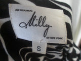 WOMENS Original MILLY of NEW YORK Dress S Belted BLACK WHITE Sexy Retro