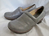EUC Womens BORN Pebbled Glitter Leather Clogs Shoes Slip-On Mules 10 GRAY