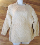 Womens 525 AMERICA Cable Knit Sweater Cotton White Creme Relaxed Oversized OS Chunky