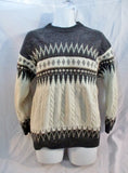 Mens STEFANEL ITALY Winter Holiday Christmas Knit Ski Nordic Sweater L GRAY Wool