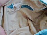 ADALGIZA LOPEZ CRESCENT Leather Banana Hobo Bag Shoulder Satchel BLUE SEAFOAM