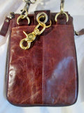 Ethnic wallet clutch crossbody swingpack shoulder flap bag purse BROWN LEATHER Hipster