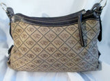 DOONEY & BOURKE Canvas Leather Hobo Purse Satchel Handbag BROWN SIGNATURE