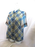 NEW DRIES VAN NOTEN Button-Up Plaid Blouse Top Shirt 38 GREEN BLUE