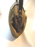 BETTINA ITALY Suede Saddle Bag Leather Shoulder Bag Crossbody BROWN KHAKI