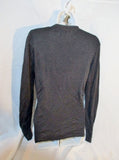 TORY BURCH 100% SILK CARDIGAN Sweater Top M GRAY BLACK Charcoal WOMENS