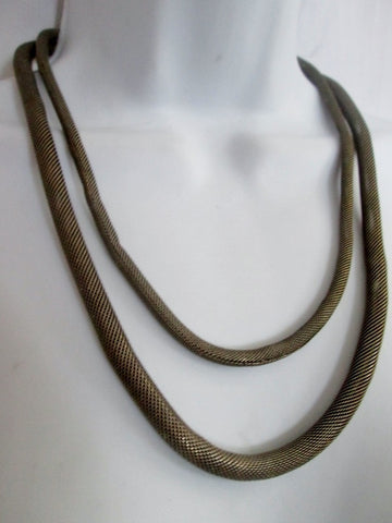 Ethnic SILVER "UC" Mesh Serpentine Double Strand Necklace Collar Choker Native