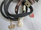 Vintage JUICY COUTURE Set 3 Charm BAND Bracelet CROWN STRAWBERRY Bangle Body Jewelry Adornment