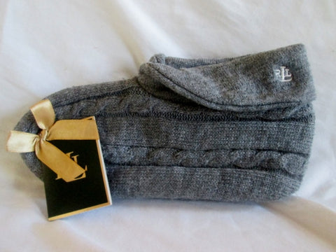 NEW NWT Womens POLO RALPH LAUREN Knit Slippers Socks Booties GRAY