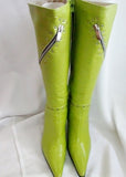 Womens FO'S SHOES ZIP Goth Stiletto High Heel Boots 6 Pointy Toe GREEN Fetish