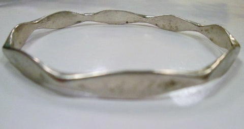 Mexican STERLING SILVER DIAMOND Symbol Handmade Bracelet Cuff Bangle Jewelry 15g