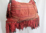 Funky Festival Fringe Blanket Ethnic Tapestry Bag RED Beaded Multi RED Hippie