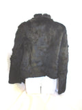 Womens LEATHER Genuine RABBIT Fur BOLERO Coat Jacket BLACK M ESTATE FIND