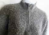 Womens J. CREW SHAGGY JACKET Coat Sweater GRAY L Hipster Boho Pullover