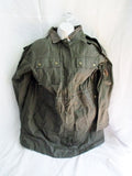Womens J. CREW Trench Detective Military Hood Cotton Coat jacket XL GREEN OLIVE
