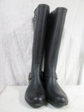Womens STEVE MADDEN TSUNAMI Zipper Steampunk Rain Boots Wellies BLACK 10