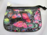 BETSEY JOHNSON BUTTERFLY Clutch Sequin Purse Case Pouch Wallet BLACK Bug