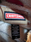MENS CRAFTSMAN Canvas Chore Coat Work Jacket Hood Lined Brown L / G Shearling