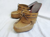 Womens FRYE 73800 LACEY Leather Clog High Heel Slip-On Mules Fringe 7 BROWN Shoe