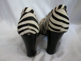 Womens NAUGHTY MONKEY High Heel Shoes PUMPS 9 ZEBRA FUR BLACK WHITE YELLOW Leather