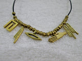 Adjustable EGYPTIAN Style BRONZE BRASS Fetish FEATHER HAND Pendant NECKLACE Charm REBIRTH