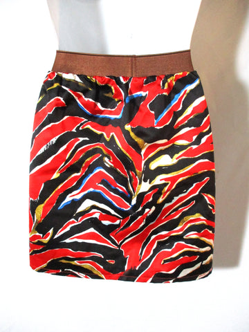 NEW BALENCIAGA Mini Skirt 38 RED BLACK TIGER STRIPE NWT WOMENS