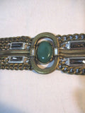 Multi-Strand Chainlink BRASSTONE Tiered Bracelet Cuff GREEN BLACK