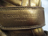 SONIA RYKIEL Leather Hi-Top Fashion Sneaker TRAINER Shoe 36 GOLD Sport