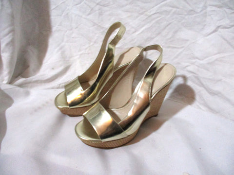 New JIL SANDER WEDGE PUMP Shoe Sandal Platform 38 Metallic GOLD