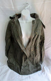 Womens J. CREW Trench Detective Military Hood Cotton Coat jacket XL GREEN OLIVE