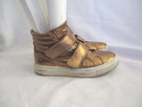 SONIA RYKIEL Leather Hi-Top Fashion Sneaker TRAINER Shoe 36 GOLD Sport