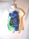 NWT NEW JIL SANDER BLUE GREEN FLOWER FLORAL T-Shirt Tee S Top