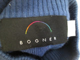 Mens BOGNER Knit Ski Holiday Wool SWEATER Jacket BLUE BLACK GRAY L Embroidered