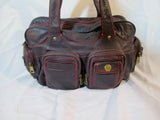 MARC JACOBS Leather Shoulder Bag Handbag Satchel PURPLE Tote PURSE Pockets Hobo