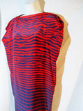 NEW ALEXANDER MCQUEEN TIGER ZEBRA STRIPE SILK Shift Dress 42 M RED BLUE