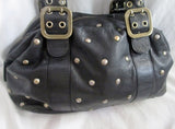 PRAGUE Cowhide Leather Shoulder Bag Tote Handbag Satchel Bowler BLACK M