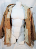 MENS CRAFTSMAN Canvas Chore Coat Work Jacket Hood Lined Brown L / G Shearling