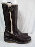 FRANCO SARTO Sherpa Faux Leather Vegan Fur Trim Boot Shoe BROWN 8